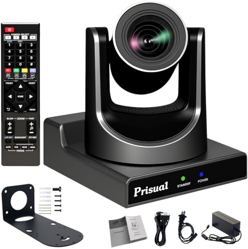 Prisual PTZ Camera Gen 5, 20X Optical Zoom SDI HDMI PoE USB IP Streaming, AI Auto Tracking for Church Worship Education Conference Facebook YouTube vMix OBS (TEM-20S PRO)