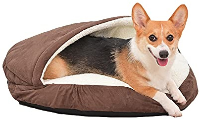 Katzen-/Hundehöhle, 64 cm großer Haustierschlafsack, warmes Haustiernest, Hundebett, abnehmbares waschbares Nest für kleine Hunde, Katzen, Welpen, Kaninchen, Braun