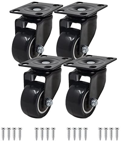 Castors Wheels - 4 Ruote per Mobili senza freno - 50mm Portata 240Kg - Rotelle piroettanti - Ruote pivotanti antigraffio per tavoli e fai da te - Rotelle per Carrello girevoli con Piastra - Nero