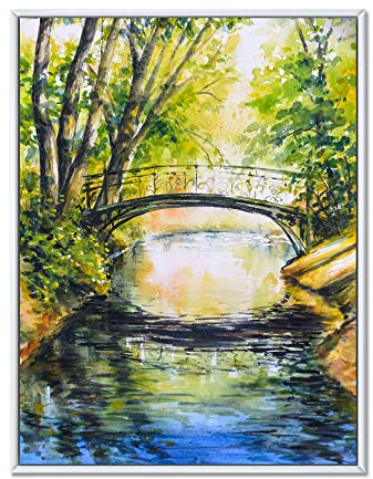 DesignQ Impression sur toile encadrée « Bridge Over Troubled Water In Forest Park »