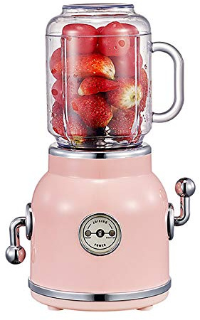Juego de licuadora Retro, Exprimidor multifunción, Licuadora de zumo, fruta/verdura máquina de alimentos, Con taza de zumo portátil de 550ml/600ml, Fácil Limpieza,Rosado