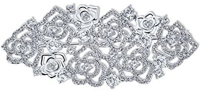 Romantische Feminine Pave Hochzeit Bräutigam Kristall Mode Gatsby Vintage Art Deco Stil Cluster Von Floralen Rosen Schal Brosche Pin Für Frauen Silber Vergoldet Messing