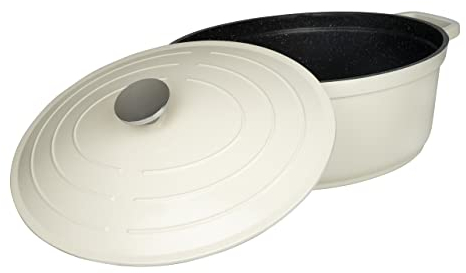 Commichef XO-632CR Casseruola ovale in alluminio pressofuso, 32 cm, adatta per forno e tutti i tipi di piano cottura, perfetta per stufati e casseruole, crema