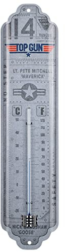 Nostalgic-Art Retro Thermometer, 7 x 28 cm, Top Gun – Aircraft Metal – Geschenk-Idee für Film-Fans, Original Lizenzprodukt (OLP), aus Metall, Vintage Design