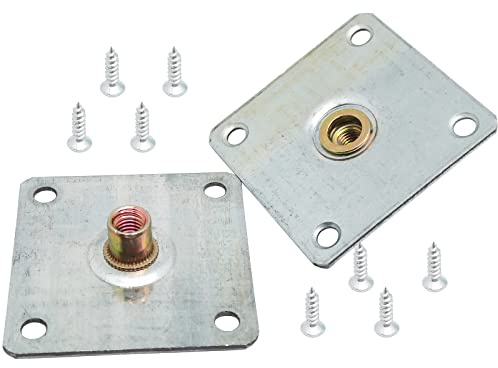 ERDANER 8set 60mmx60mm Square Metal Plate Nut,T-Nut with Square Base,Furniture Leg Attachment Plates, Inside Furniture Leg Mounting Plates Set