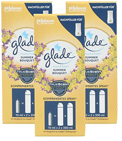 Glade 3 x Touch & Fresh Lufterfrischer Nachfüller Summer Bouquet je 10ml Blumig