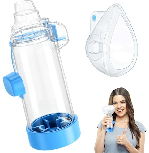 Soft Silicone Inhaler Spacers for Adults and Kids - Fun and Colorful Nessi OTC Spacer (Adult-Blue)