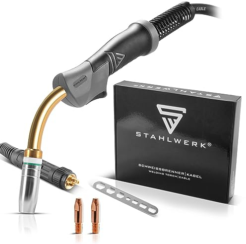 STAHLWERK AK25 | MB25 Torche de soudage avec 4 m de flexible, accessoires de soudage professionnels pour postes de soudage MIG MAG sous gaz protecteur avec raccord central européen