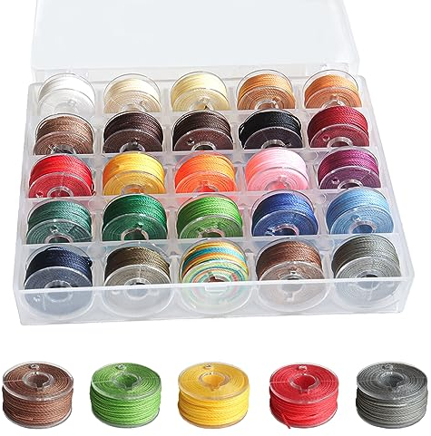 LUBOXIN 25 Rolls Waxed Cord 0.55 mm x 10 m Colourful Waxed Threads Polyester Cord Wax Cord for Jewellery Making Waxed Cotton Cord with Box for Bracelets DIY Crafts Macrame Leather Sewing