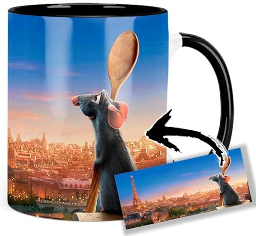 MasTazas Ratatouille Eiffel Tower Paris Tasse Ceramique Intérieure et Poignée Noire Mug