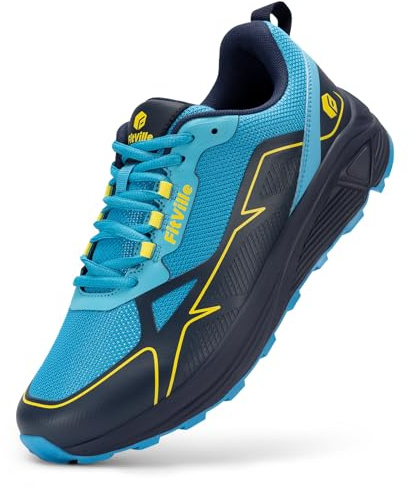 FitVille Wide Fit Mens Trainers Trail Running Shoes | Hiking, Trekking, Trainers, Breathable, Arch Support, Sneakers