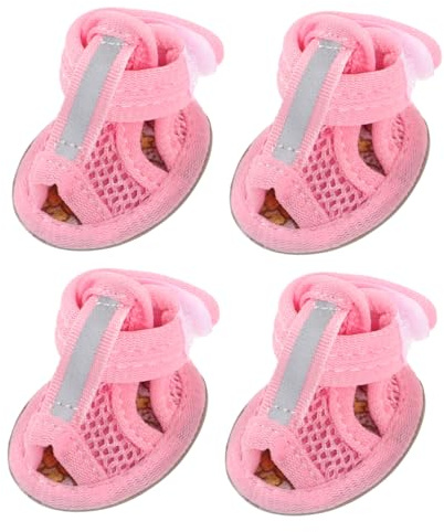 SEWOART Scarpe per Cani Estive Sandali Traspiranti con Protezione per le Zampe per Cani Piccoli, Scarpe Antiscivolo e Flessibili per Proteggere dalle Superfici Calde e dalla Spiaggia, 4 Pezzi