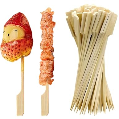 Anei 200 Pieces Wooden Sticks 12cm Bamboo Skewers for Barbecues Fruit Kababs Charcuterie Accessories Burgers Cocktails Buffets Party Home and Kitchen