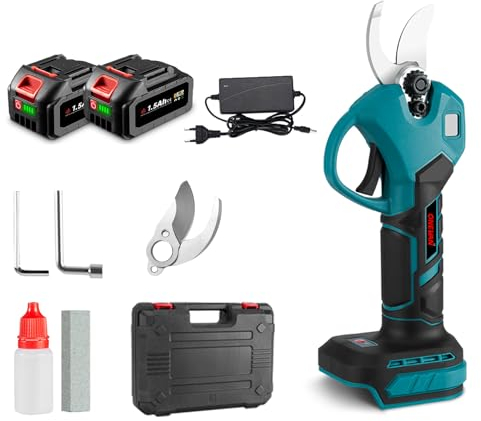 ONEVAN Akku Astschere, 28mm Schnittdurchmesser Baumschere, Elektrische Gartenschere mit Zwei 2000 mAh Akkus, Bürstenlosen Akku Schere Buchsbaumschere für Gärten Äste Blumenbeete