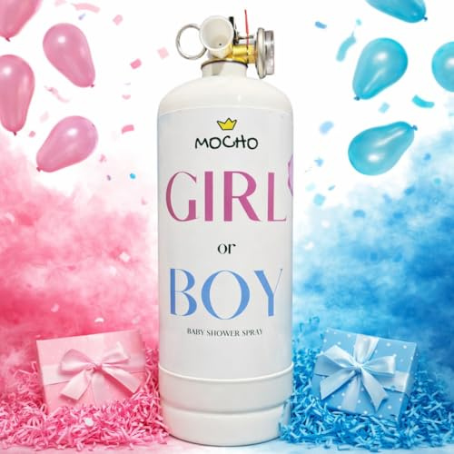 MoCho® Gender Reveal Spray XXL Baby Reveal Rauch Spray für Junge oder Mädchen – Farbiger Pulverschaum Pink – Sicher (99% Maisstärke) – Party Deko Baby Shower Überraschung