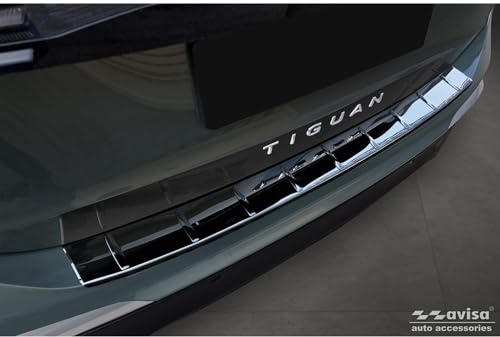 Avisa Edelstahl Heckstoßstangenschutz passgenau | kompatibel mit Volkswagen Tiguan (CT1) 2024- - Hochglanzschwarz