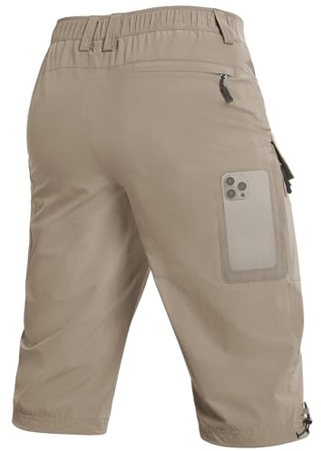 Moosehill 3/4 Byxor Herr Cargo Bermuda Utmötesshort 6 Fickor Lätta Vattentäta Vandringsbyxor Arbetsbyxor Män