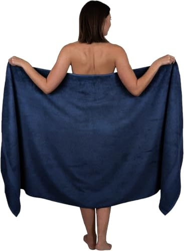Wholesale Trade Dealz Extra Large Bath Sheet 100 x 200 cm Super Jumbo Big Bath Sheets Towels Beach Body Wrap XL Bath Towels 600-GSM (Navy)