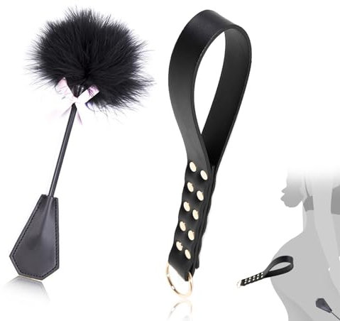 BDSMAGE Leder Paddel Sex SM mit Federkitzler Sexspielzeug,Flogger Peitsche Sex weich,BDSMs Spielzeug extrem Sklavin,erotisches Sex Spielzeug ab 18 für Paare extrem (1 + 1)