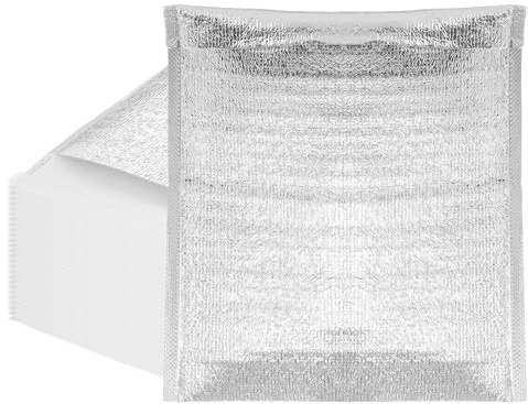 sourcing map Reusable Thermal Insulation Bags,13.8x11.8 Inch Self Seal Thermal Box Liners Insulation Aluminum Foil Pearl Cotton Bag for Food,Cosmetics, Pack of 25