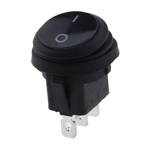 1 bouton étanche avec interrupteur à bascule lumineux 12 V 220 V, ouverture 20 mm, interrupteurs à pointeau ronds à 3 broches en forme de bateau argenté(70R)