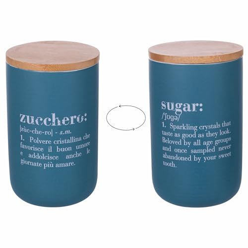Villa d'Este Home Tivoli Victionary - Tarro de azúcar de cerámica, 1000 ml, tapa de bambú