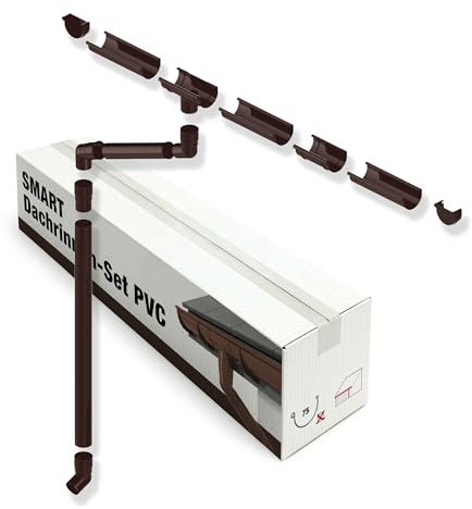 SMART Dachrinnen-Set PVC, 25-teilig, 75/63 mm für 4 m Dachlänge (Braun)