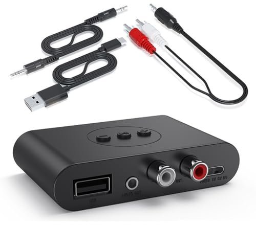 Ocnvlia Receptor de Audio Bluetooth 5.3 NFC USB U Disk 3,5 mm AUX USB Adaptador Inalámbrico de Música Estéreo para Amplificador de Altavoz de Automóvil