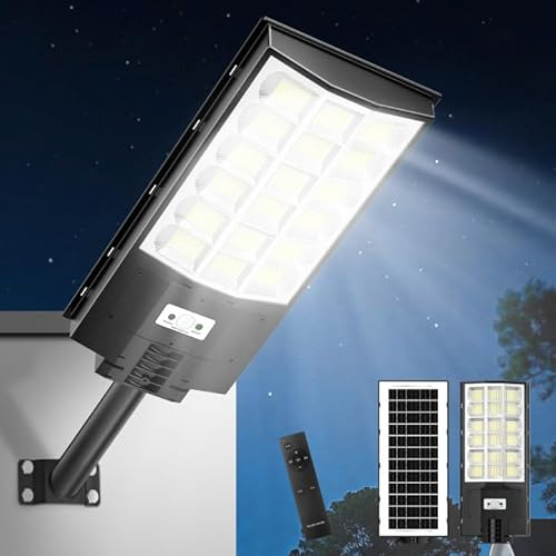 Lightasea 600W Solar Straßenlaterne, 60000LM 6500K Solar Wegeleuchte mit Bewegungsmelder, IP65 Wasserdichte Solarlampen Strassenlaternen mit Fernbedienung für Hof, Garten, Parkplatz