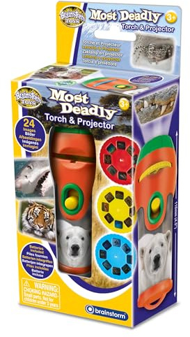 Brainstorm TOYS STEM Most Deadly Torch and Projector – 24 Images, Projects Clear Magical Pictures Up to 1m Wide, Interactive Kids Flashlight Toy