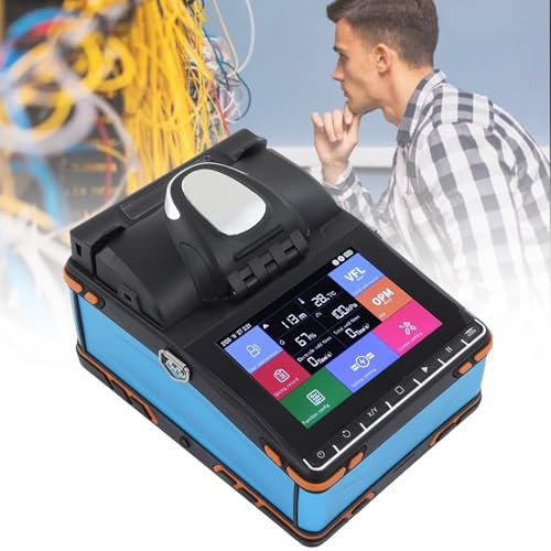 XCSCUK Saldatore a Fusione in Fibra Ottica, Macchina Automatica per Saldatura Ottica, con Schermo Touch da 5,5, per progetti di Saldatura di Cavi.