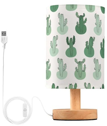 Sevdomey Simpatica lampada da comodino a forma di cactus con porta USB, nessuna lampadina necessaria, luce LED calda per camera da letto, soggiorno, ufficio, lampada da comodino per lettura, studio