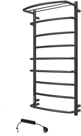 Elna Design Scaldasalviette Nero - 194W - 1010x530mm - Elettrico con Ripiano - Per Architettura & Interni - Nero Opaco - Con Termostato, Timer & Eco - IP44 - Montaggio a parete