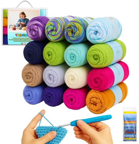 Yarniss Acrylic Crochet Yarn Kit, 1760 Yards Medium Worsted Knitting Yarn Ball 16x50g (1.76oz),Yarn for Crocheting with 4.0mm Crochet Needle