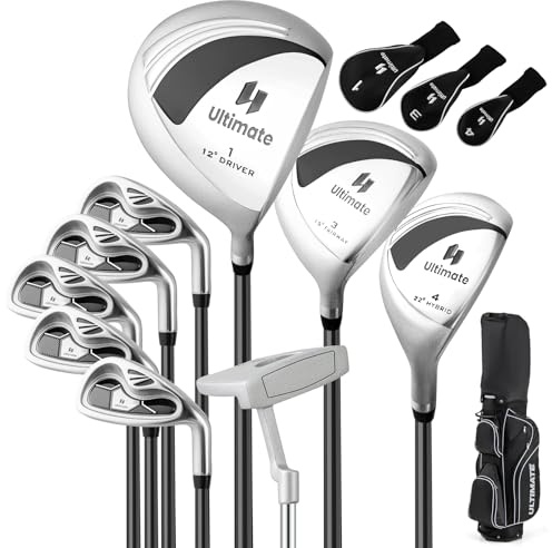 GOPLUS set med 10 golfklubbor för kvinnor, golfklubbor inkl. 460cc 1# Alloy Driver, 3# Fairway Wood, 4# Hybrid, 6–9# järn, 1 putter och stativ, 3 skogar med huvudbonader (svart)