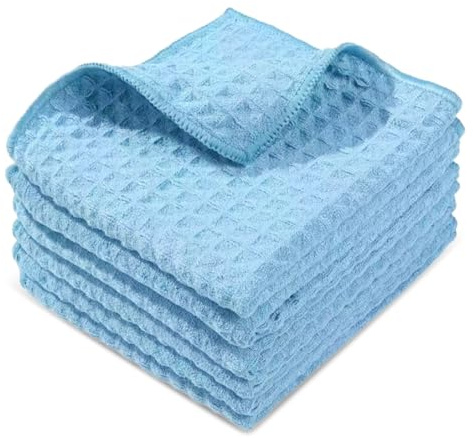 6x Panni in Microfibra Ultra Assorbenti & Bordi Rinforzati 30x30 cm Panno in Microfibra Lavabile a 60°C Senza Pelucchi Strofinacci Cucina Multiuso Senza Graffi Ideale per Casa, Vetri e Lavelli (Blu)