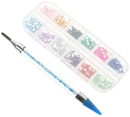 COLLBATH Stylo à Peinture en Plastique et Métal Multifonction avec Boîte de Strass Bleu pour Perles pour Décoration DIY et Manucure Précise