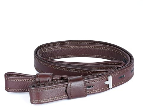 GALLOP SHOP Premium Leather Stirrup Straps, Close Contact Double-Stitched, Horse Riding Equipment (Brown, 70 CM)
