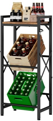 Aibiju Getränkekistenregal mit Ablage für 2 Kisten，32D x 47W x 116H cm Freistehend Kistenständer, Getränkeregal Wasserkistenregal, Bierkistenregal für Wohnzimmer, Küche, Weinkelle, YD-YLJ004H