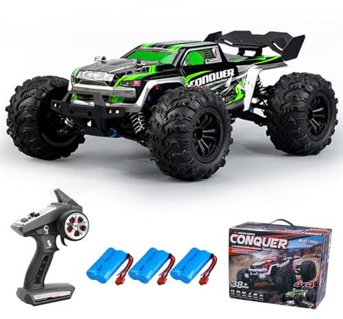 Teeggi 16102 1/16 fjärrstyrd bil, 50 km/h 2,4 Ghz kolborste motor RC hög hastighet offroad drift racerbil, 4WD offroad bil leksaksbil, 3 batterier