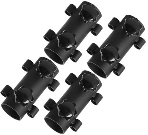 Sewroro Lot de 4 Supports Réglables en Acier Robuste pour Mâts de Tente et Parasol Diamètre Large Compatible Fixation Anti-Vent pour Camping Terrasse et Pêche Accessoire Extérieur