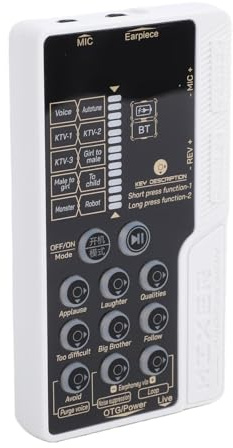 Plyisty Changeur de Voix Portable, Carte Son Bluetooth avec 8 Effets Sonores et Changeur de Voix, Réduction du Bruit pour Podcast de Jeu en Streaming en Direct