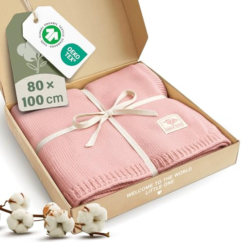 Merle Toys® Premium Coperta Neonato Cotone, 100% Biologica, Copertina Neonato Cotone Estiva e Inverno, Traspirante, Morbida e Termoregolatrice, Certificata GOTS, OEKO-TEX 100, 80x100cm, Rosa