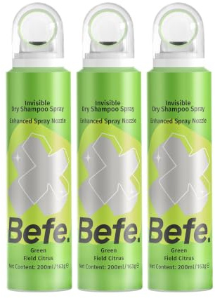 Befe Torrt schampo för fet hår, inga vita rester, 3×200 ml