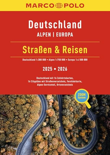 MARCO POLO Straßen & Reisen 2025/2026 Deutschland 1:300.000: Alpen 1:750.000, Europa 1:4,5 Mio. (MARCO POLO Reiseatlas)
