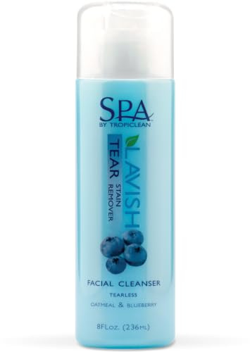 TropiClean SPA Removedor de Manchas de Lágrimas para Mascotas - Limpia - Calma, Exfolia, Hidrata I para Perros y Gatos I Seguro para el Medio Ambiente, Libre de Crueldad - Avena y Mora Azul, 236 ml