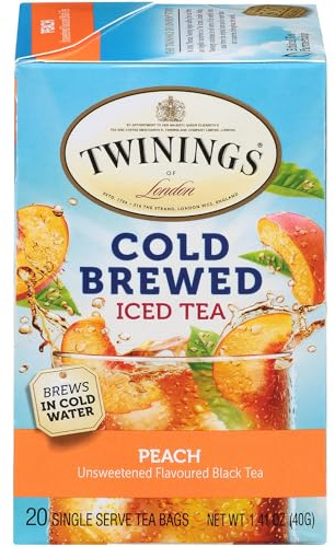 Twinings, Cold Brewed Iced Tea, Peach, 20 Tea Bags, 1.41 oz (40 g)
