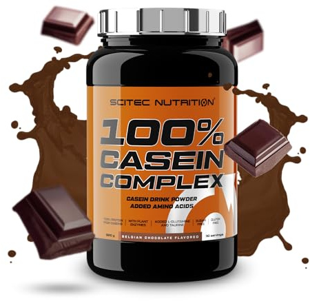Scitec Nutrition 100% Casein Complex - Complexe de caséine à base de caséine micellaire - avec L-Glutamine, Taurine et Enzymes végétales, 920 g, Chocolat belge