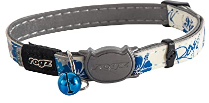 ROGZ CB09-B Halsband Cat Reflective Glow-in-The-Dark, S, weiß/blau