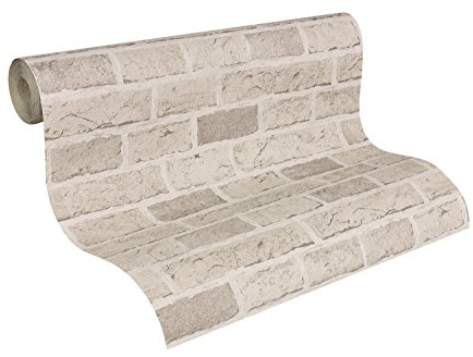 A.S. Création Papiertapete Dekora Natur, Mustertapete in Backsteinoptik, beige/creme/grau, 779830